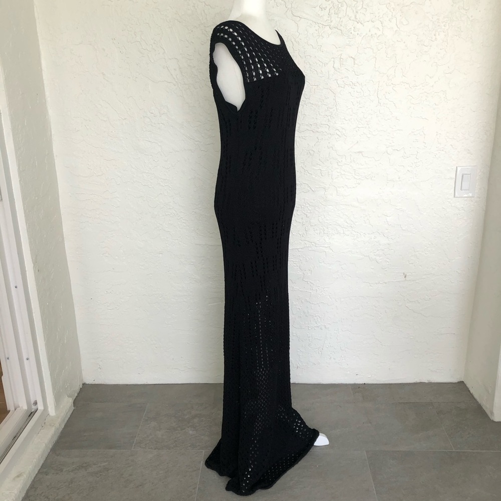 Catherine Malandrino Black Crochet Evening Dress L - Picture 4 of 6